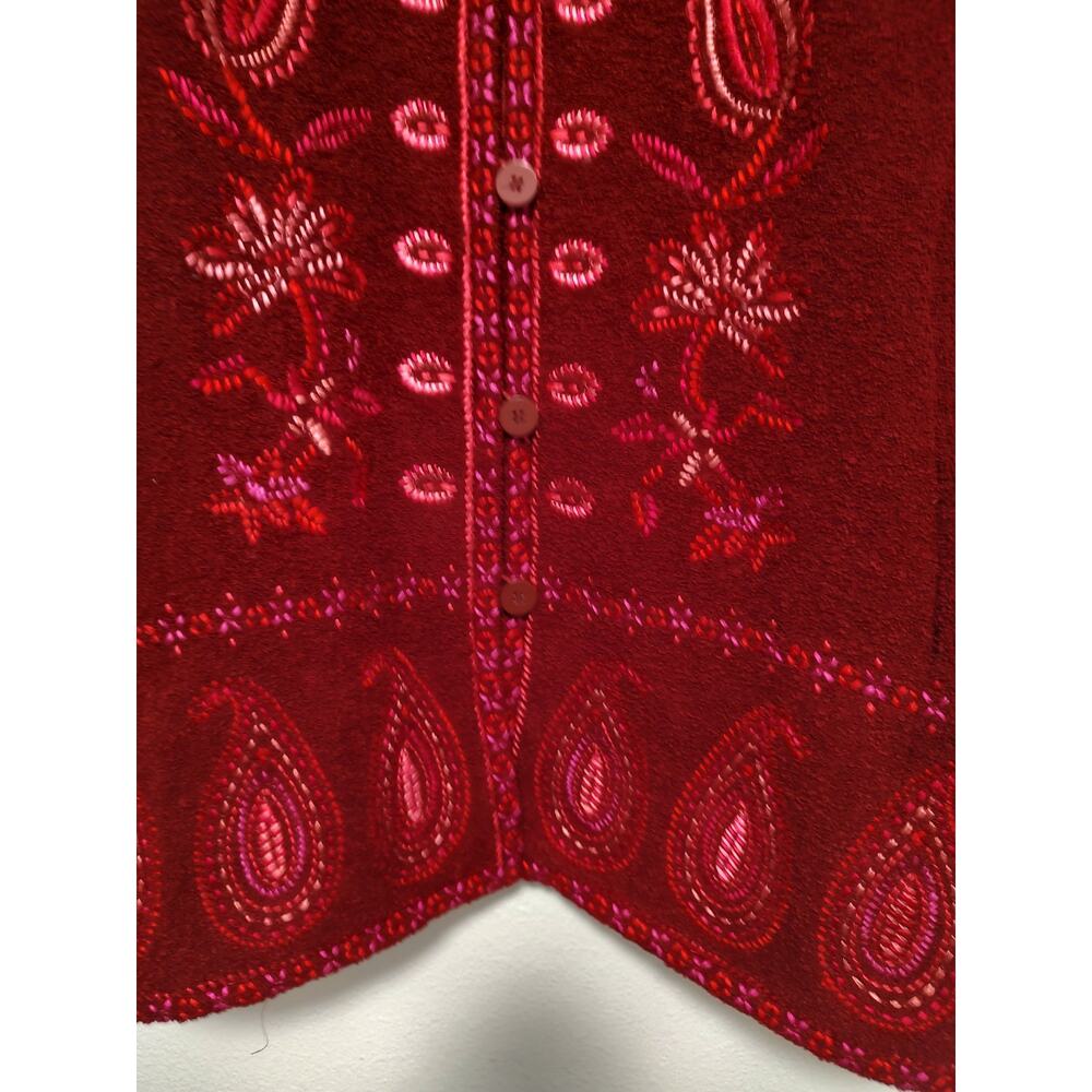 Linea by Louis Dell'Olio Red Raspberry Embroidered Wool Blend Button Up Coat 2X - Picture 8 of 10